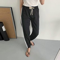 레몬소울 여성용 마즈 사이드 배색 밴딩 조거 팬츠