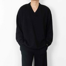 남성용 5컬러 오버핏 베이직 웜 브이넥 긴팔니트