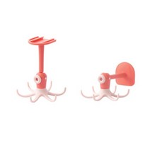더벨라 투명 강력 접착 직각 360도 회전 6구 문어발 후크걸이, 핑크, 2개