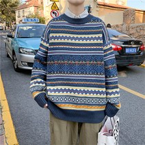 남성용 유럽풍 패턴 트렌디한 봄 패션 니트