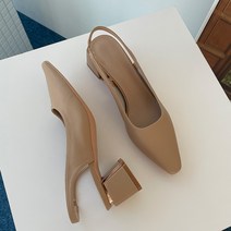 여성용 스퀘어 각코 금장굽 플레인 밴딩 슬링백 하이힐 5.8cm MT_623-2