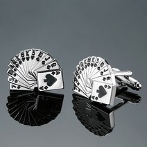 라온투유 남성용 커프스 버튼 커프스링크 16 실버 트럼프 카드 커프스 단추 cuf05 2p