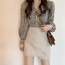 MA 스윗 체크 블라우스