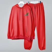 바르 남성용 나뭇잎 후드 티셔츠 + 조거팬츠 세트 BL1003