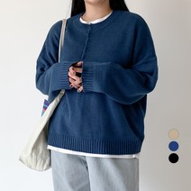 102102 여성용 루즈핏 헨리넥 니트