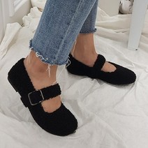 코나블루 여성용 기모안감 뽀글이 버클 플랫슈즈 1cm DT3164