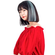 가발위드 스트레이트 컬러 포인트 피스 5p + 트윙클 붙임머리 세트, 라이트스카이블루(컬러피스), 랜덤발송(붙임머리), 1세트