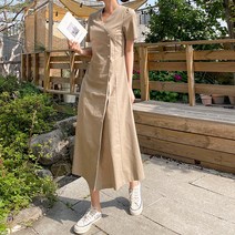 엔비룩 사선 브이넥 원피스