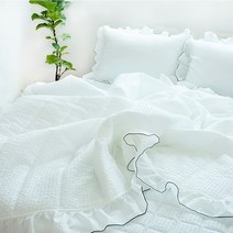 이불넷 썸머 로제체크 시어서커 프릴 차렵이불