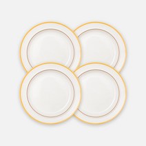 쓰임 레트로 라인 원형접시 4p, 샌드베이지