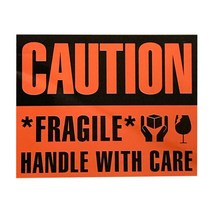 영문 취급주의 스티커 대형, 오렌지, 250개