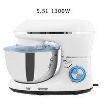 가정용 빵 제빵 반죽기 홈베이킹 밀가루 믹서 5.5L 행성 스테인레스 스틸 그릇 주방 음식 스탠드 크림 계란 믹서기 케이크 반죽 메이커 기계, [01] WHITE, [01] AU