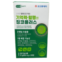 코오롱제약 [코오롱제약]기억력 혈행엔 징코플러스, 30정, 1박스