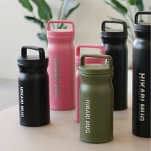 레즐리샵 새지않는텀블러 가벼운보온병 등산용 손잡이 텀블러 보온보냉병, 360ml 핑크