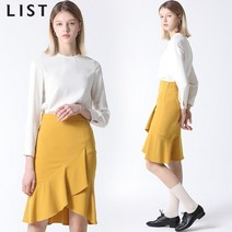 르오트 [리스트] 언발란스 러플 미디 스커트