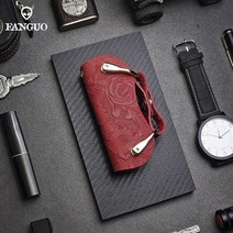 비즈키링 자동차키홀더 가방키링현대 디자이너 새로운 정품 가죽 스마트 키 지갑 DIY 체인 EDC 포켓 자동차, 04 red P