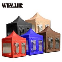 WINAIR 4COLORS 캐노피 방수 천막 풀세트 지붕+프레임+투명바람막이4면세트, 3mx2m_다크브라운(지붕+프레임+투명바람막이4면세트)