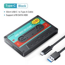 외장하드케이스 하드디스크 SSD HDD 케이스 ORICO-2.5 인치 인클로저 sata-usb3.0 외장 하드 드라이브 케이스 5Gbps 6Gbps c타입 DIY 스티커 포함, Type-C Black