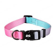 나일론 도그 목걸이 그라데이션 도그 끈 도파민 애완견 끈, 오렌지 그라데이션 컬러 (칼라&리쉬), 사이즈 S