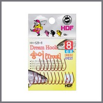 해동조구사 HH-528 드림훅 송어 무미늘침 [레드], 레드, 6호