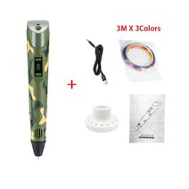 3d펜 DIY 3D 프린팅 펜 드로잉 교육 장난감 LCD 스크린 PLA 필라멘트 어린이 선물, [07] Camouflage A