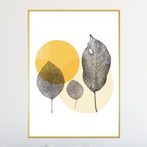 아트블루 가을이 담긴 북유럽 노란 나뭇잎 보름달 그림 실내 인테리어 액자, 3_노란보름달_나뭇잎C
