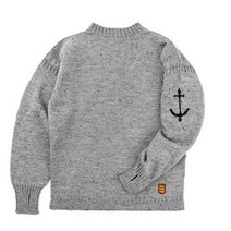 국내 정품 건지 울른스 Guernsey Woollens 피셔맨 홀가먼트 스웨터 - 다크 그레이 넵