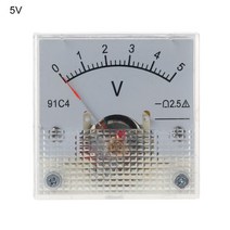 아날로그 볼트 미터 패널 포인터 볼트 전압 미터 게이지 DC 직사각형 플라스틱, 0-5V