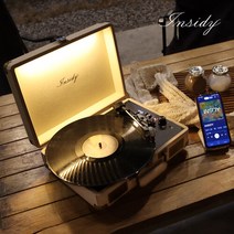[인사이디] NEW 완전무선 휴대용 무드등 LP 턴테이블 블루투스 스피커 프리미엄 핸드메이드 IBT-Retro LED, 단일속성