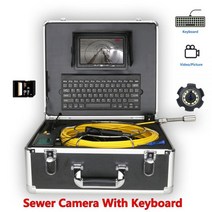 배관 내시경카메라 하수구내시경 하수도 파이프 검사 비디오 카메라 키보드 포함 DVR IP68 배수관 라인 산업용 내시경 7 인치 모니터 22mm 8GB 카드, 40 메터