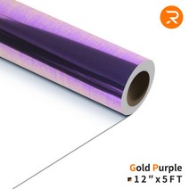 인테리어필름 HTVRONT 12X 5ft/30x150cm 그라디언트 레인보우 컬러 열전달 비닐 롤 Cricut DIY 티셔츠 인쇄 공예 다리미 HTV 필름, 03 Gold Purple, 12X5ft(30x150cm)