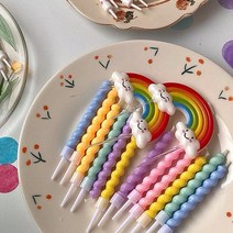 /국내배송/꽈배기 물결초 마카롱/레인보우/보라 롱/쇼츠 레터링 생일 케이크 생일초 대량구매 1팩/10팩/24팩, 긴물결+짧은물결(보라), 24팩(6개입)