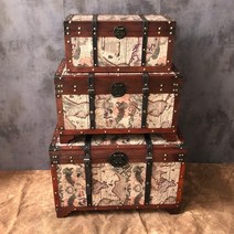 대형 빈티지 우드 박스 보물 나무 상자 촬영 소품 엔틱 정리함 수납함, 소형50X24X24 + C개