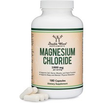 Double Wood Magnesium Chloride 더블우드 염화 마그네슘 1000mg 180 캡슐, 1개, 기본