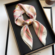 격자 무늬 실크 스퀘어 스카프 여성 목도리 랩 히잡 헤어밴드 머리장식