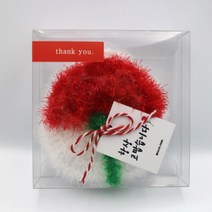 어버이날 스승의날 수세미 셀프 손뜨개 DIY 핸드메이드 카네이션, 빨강