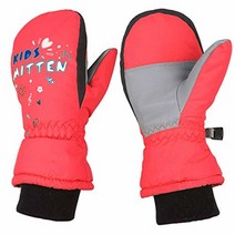 KRATARC 겨울 아동용 스키 벙어리 장갑 방수 장갑 방풍 스노우 아웃도어 스포츠 추운 날씨 장갑 남아 여아용 (블루 XXS (2~4세/O)), XS (4 6Y/O)_Rose Pink