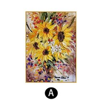 유화 순수 손으로 그린 해바라기 꽃 반 고흐 유명한 그림 거실 식당 배경 벽 장식 그림 현대 현관 교수형 그림, A형, 90x150cm, 우드 컬러 액자