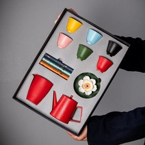 Uncle Porcelain 인센스 다도선물세트 쫑긋토끼 워커힐디퓨저 닷사이23, 블랙티폿 믹스컬러, 1세트