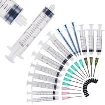 플라스틱 주사기 15 팩 20ml 5ml 3ml + 무딘 팁 바늘 캡 오일 또는 접착제 어플리케이터용 DIY 취미 공예, 한개옵션0