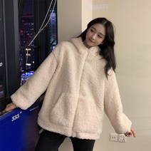 오슈 여성 남심저격 귀엽고 러블리한 곰돌이후드 후리스 자켓