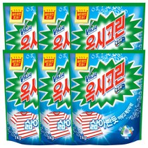 옥시크린 1kgx6팩 옷 얼룩 제거 제 리필 옥시 의류 빨래 산소계 표백제 세제, 6팩, 1L