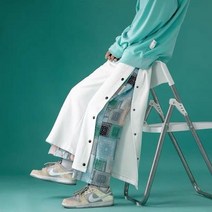 HOUZHOU 펑크 팬츠 힙합 하라주쿠 스트레이트 팬츠 패치워크 블랙 바지 남성 페이즐리 스트리트웨어 캐주얼 루즈, XXL_White