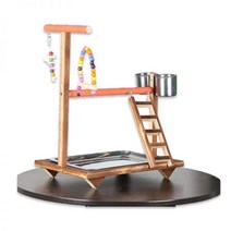 앵무새용품 장난감 앵무새 스탠드 모란새꽂이 탄화목 놀이터 오징어뼈 뜯기 탈부착 그네, 랜덤칼라스크럽바