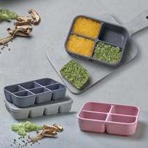[마미스테이블] 완벽한 밀폐력 식품용실리콘 이유식용기 깨비큐브 4구 유아식기, 베어브라운