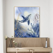 SD포토 우영우 고래그림 인테리어 액자 풍수지리 12. 나봄, 브라운, SD대형(60X75cm)
