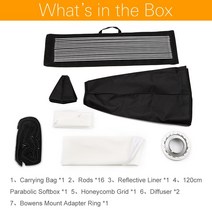 호환가능 프롬프터 Godox-휴대용 P120L 120CM 딥 파라볼릭 허니콤 그리드 소프트박스 보웬스 프로포토 엘, 03 for Elinchrom Mount