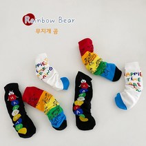 슈퍼 러블리 한국어 스타일 레인보우 컬러 봄 여름 베이비 양말 3 짝/몫 어린이 유아 소년 소녀면 양말