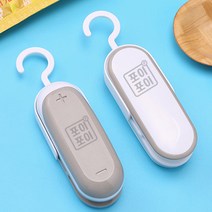 [포이포이] (무타공후크5P 1개당 무조건 증정!!) 2in1 가정용 미니 실링기 휴대용 매직 핸드 비닐 접착기 밀봉기 커터기 포장기 당일발송, 에쉬그레이(1+1), 1개