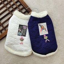 강아지한복 누빔 롱 배자 애견 한복 조끼, 네이비